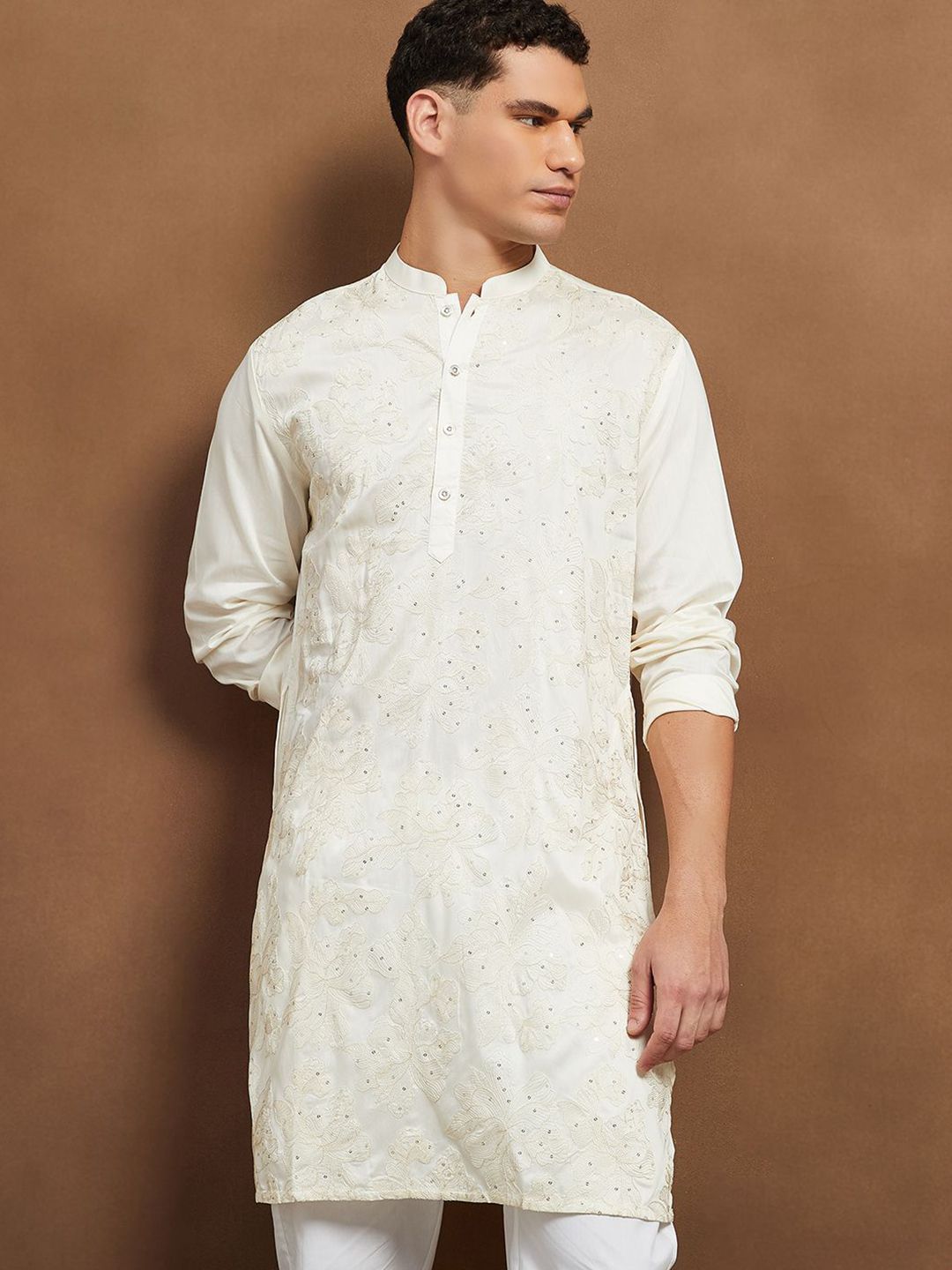 Melange by Lifestyle Men Woven Design Festive Straight Kurta