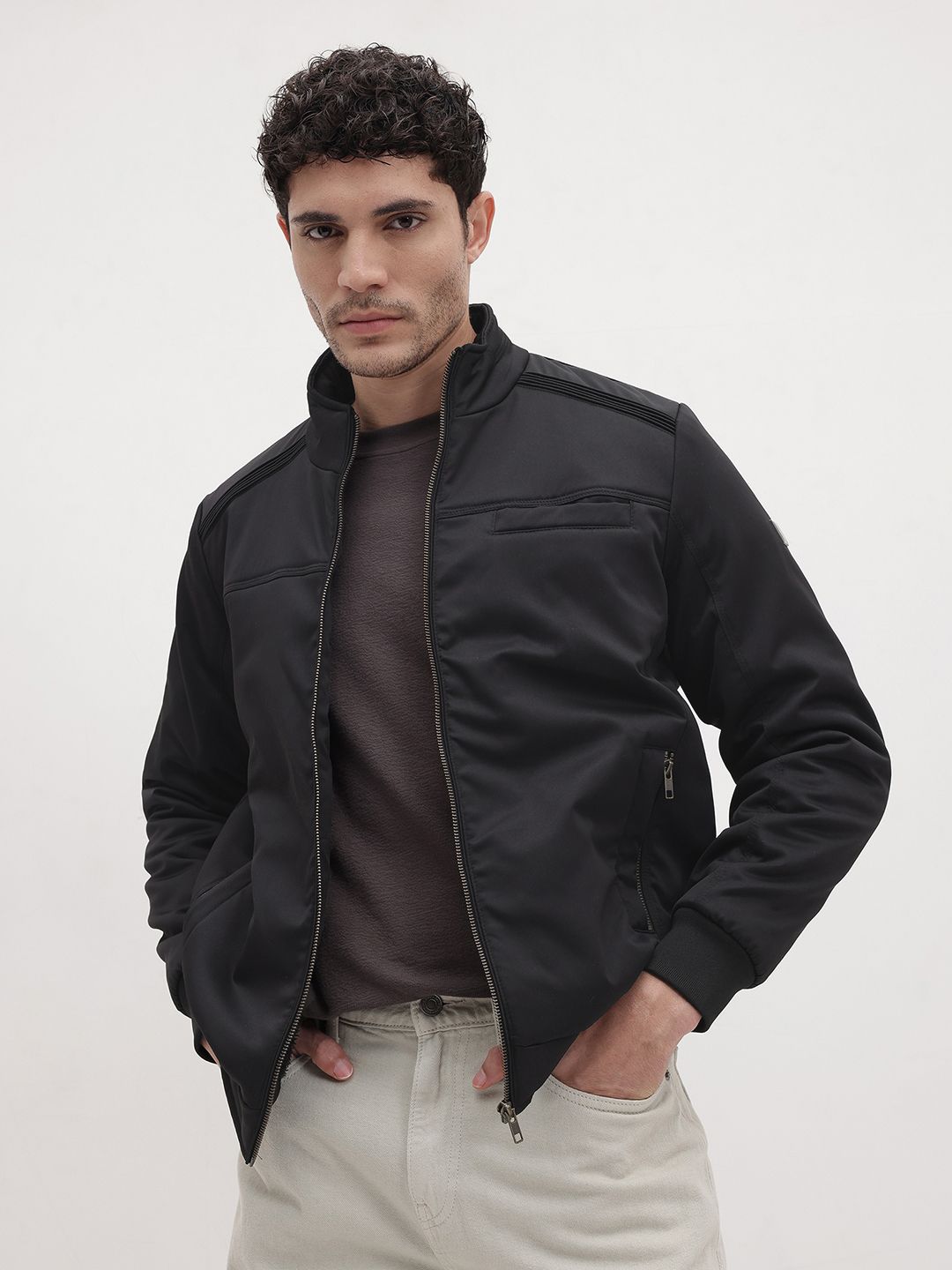 Buy The Roadster Life Co. Mock Collar Faux Fur Lined Paneled