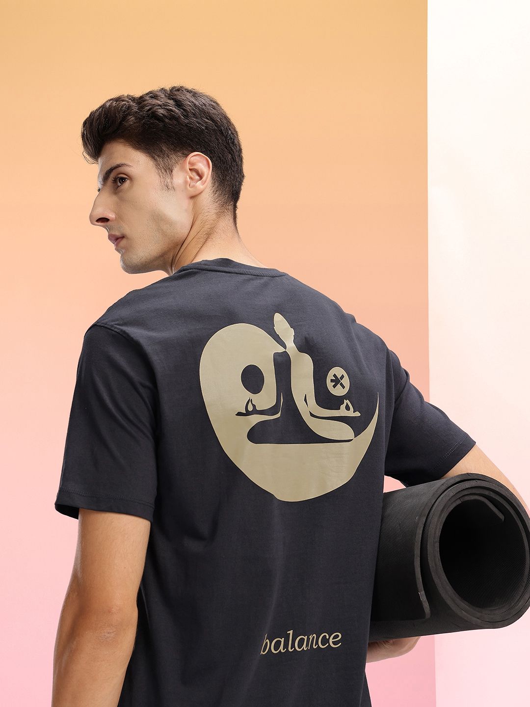 HRX by Hrithik Roshan Conversational Print Relaxed Fit Pure Cotton Yoga T-shirt