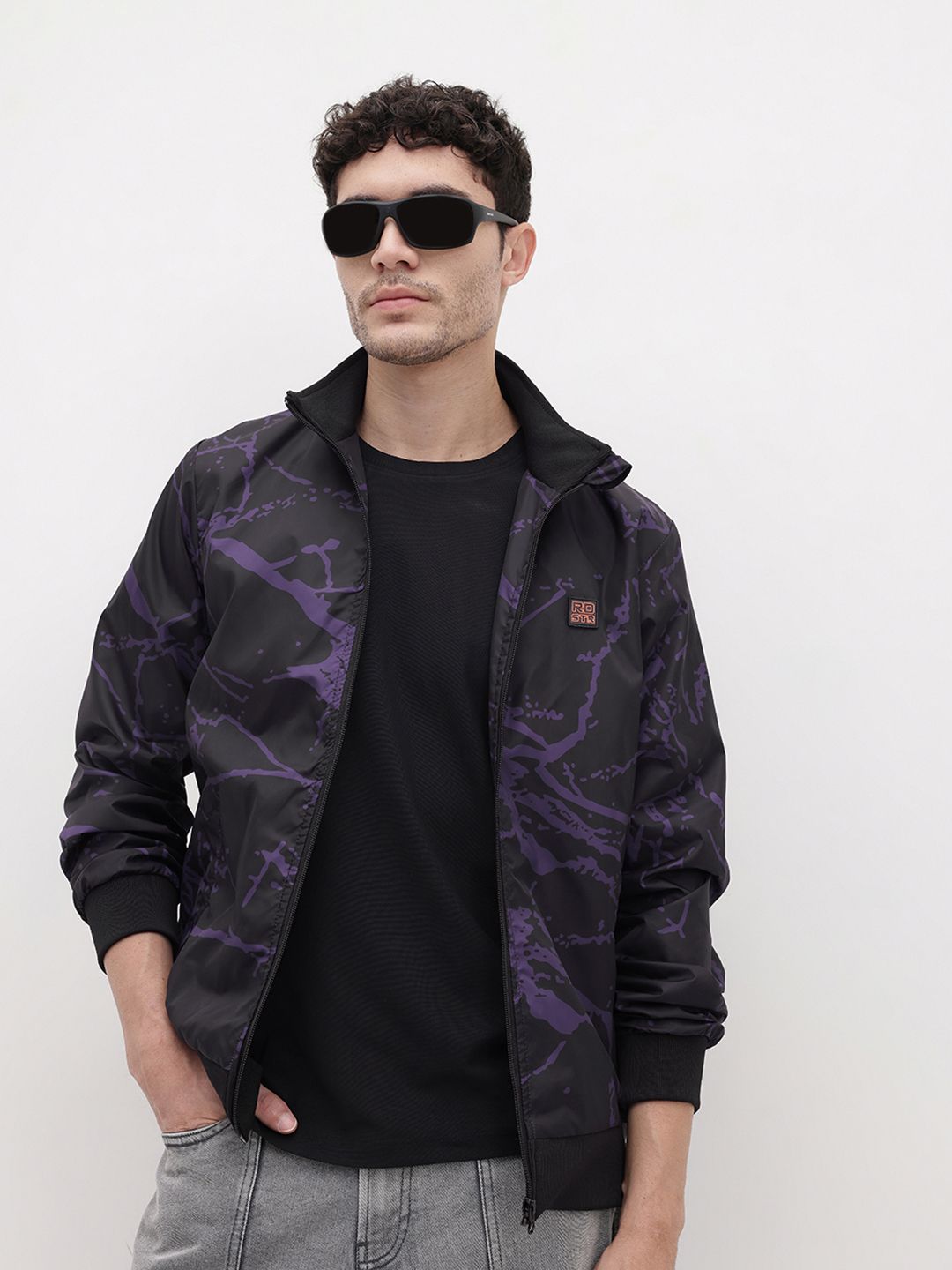 The Roadster Life Co. Mock Collar Printed Tailored Jacket