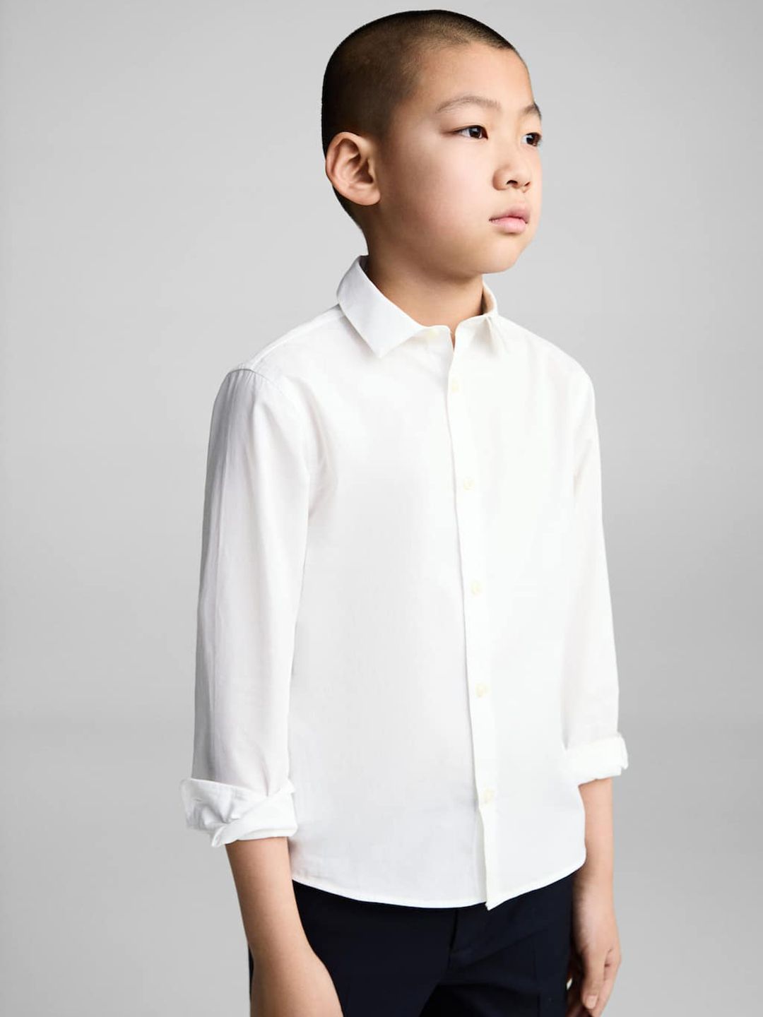Mango Kids Boys Solid Pure Cotton Shirt