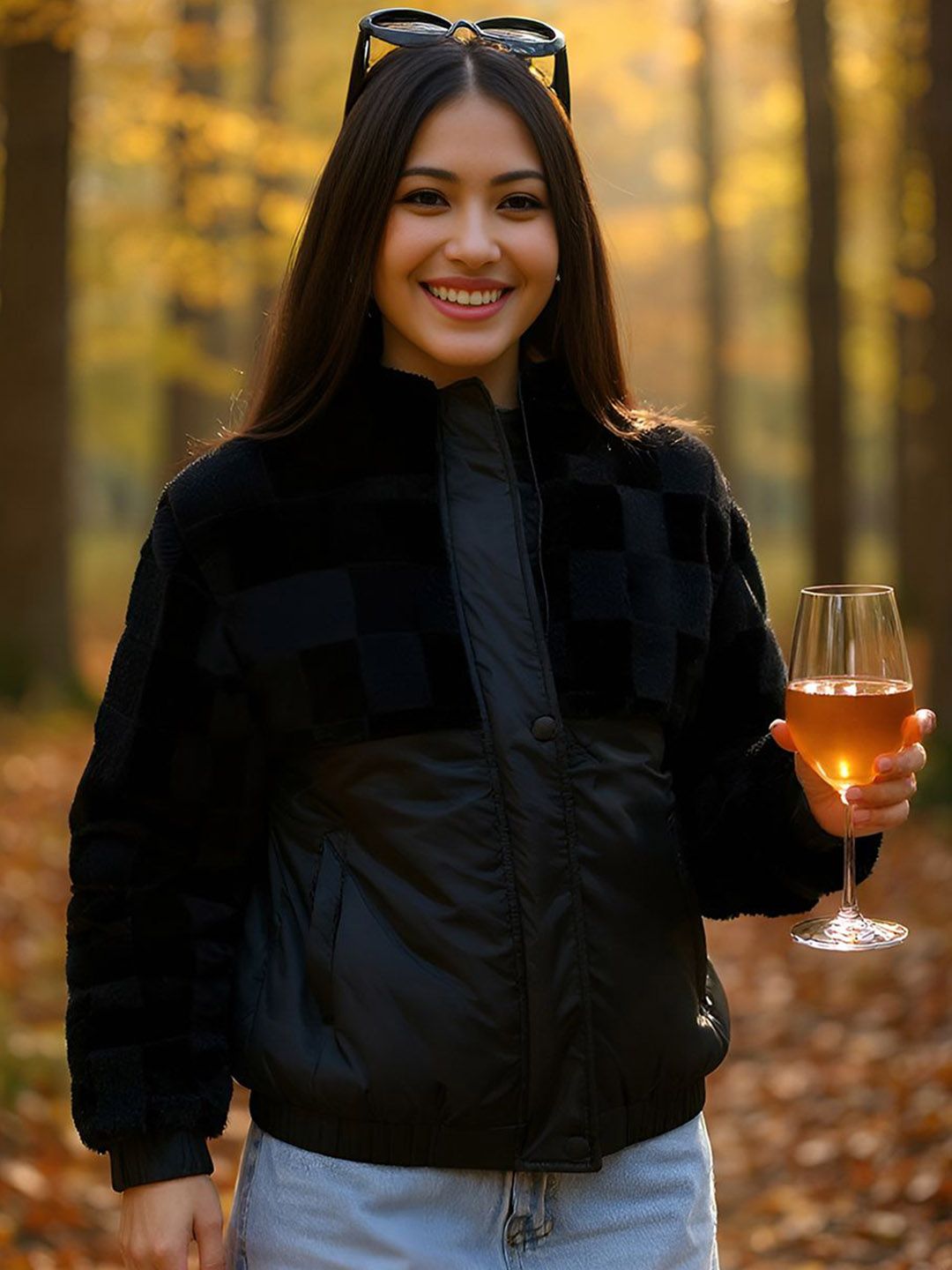 PINACOLADA Women Stand Collar Checked Lightweight Puffer Jacket