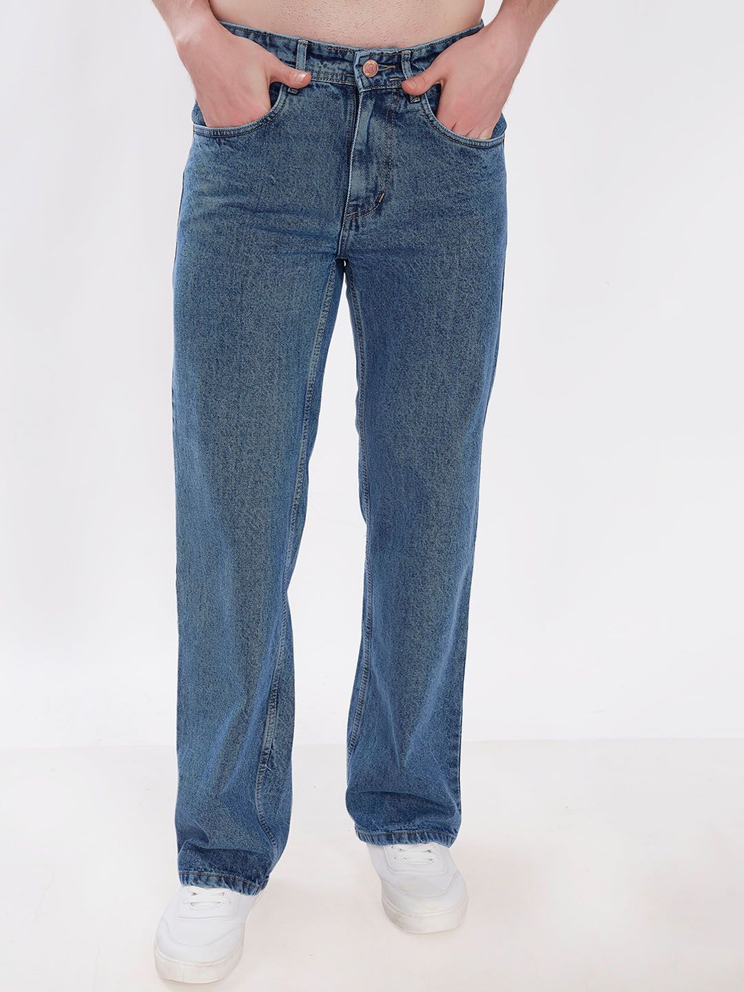 THE BEETEL HOUSE Men Baggy Mid-Rise Cotton Denim Jeans