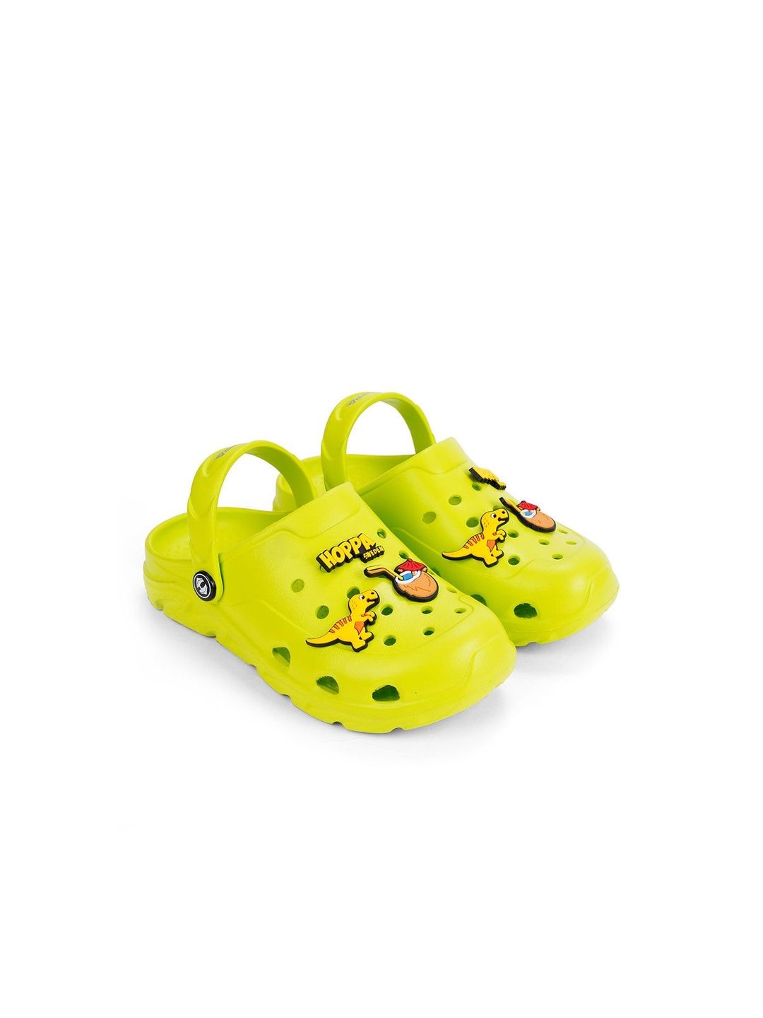 Hopscotch Girls Green Solid Synthetic Slip on Charms Clogs