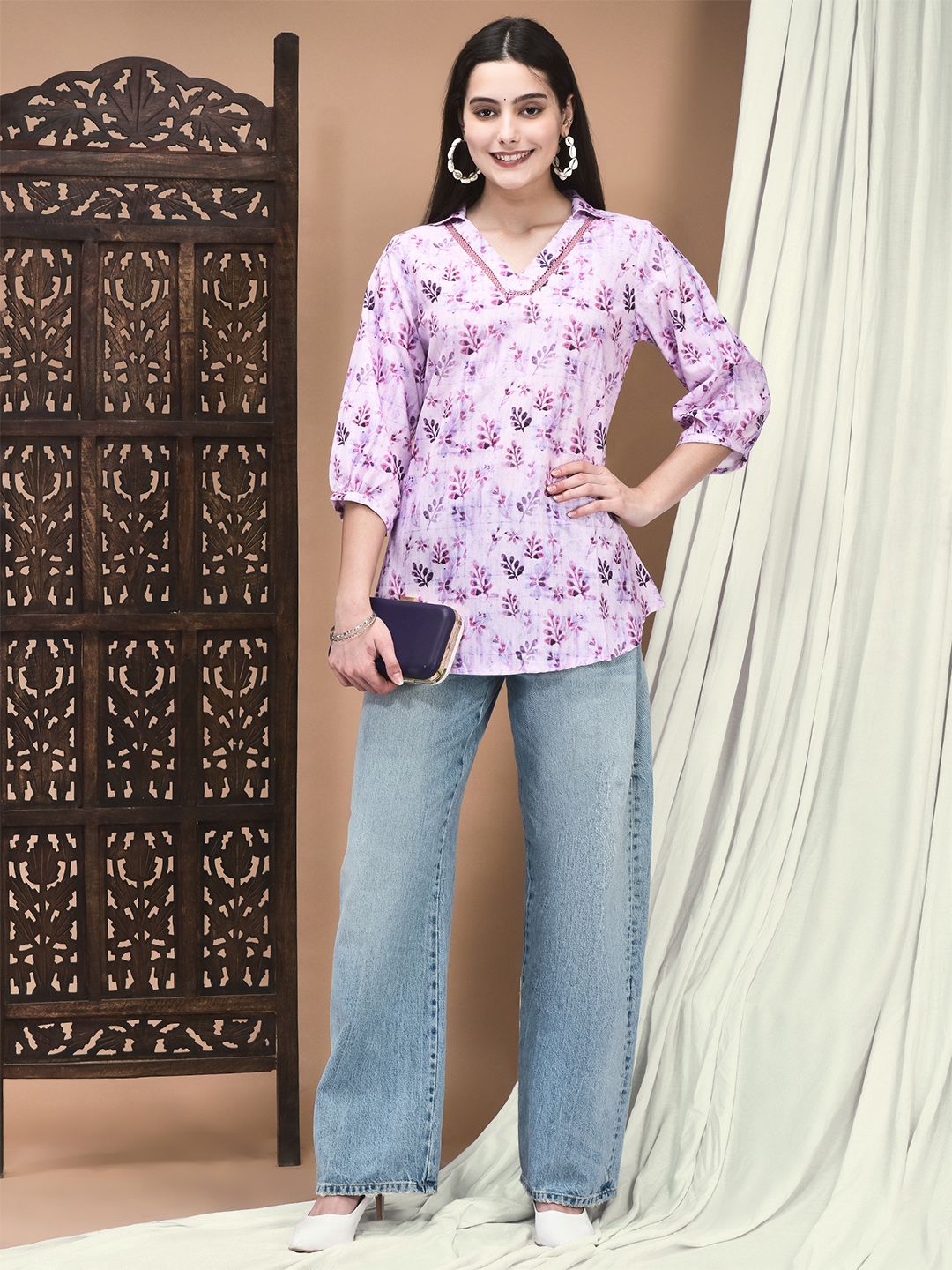 Shree Women Linen Texture Printed Tunic