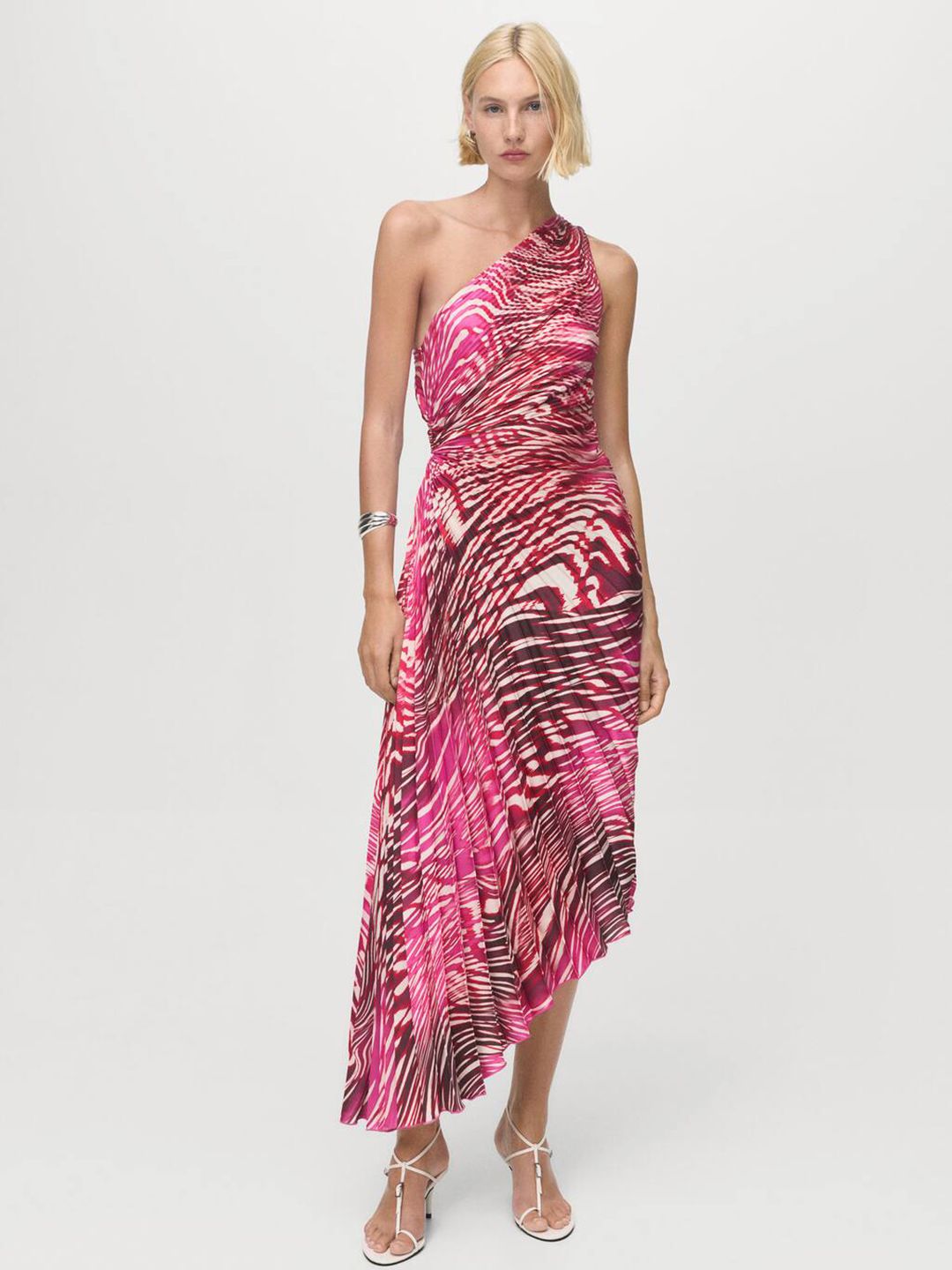 Accordion Pleats Asymmetric Dress