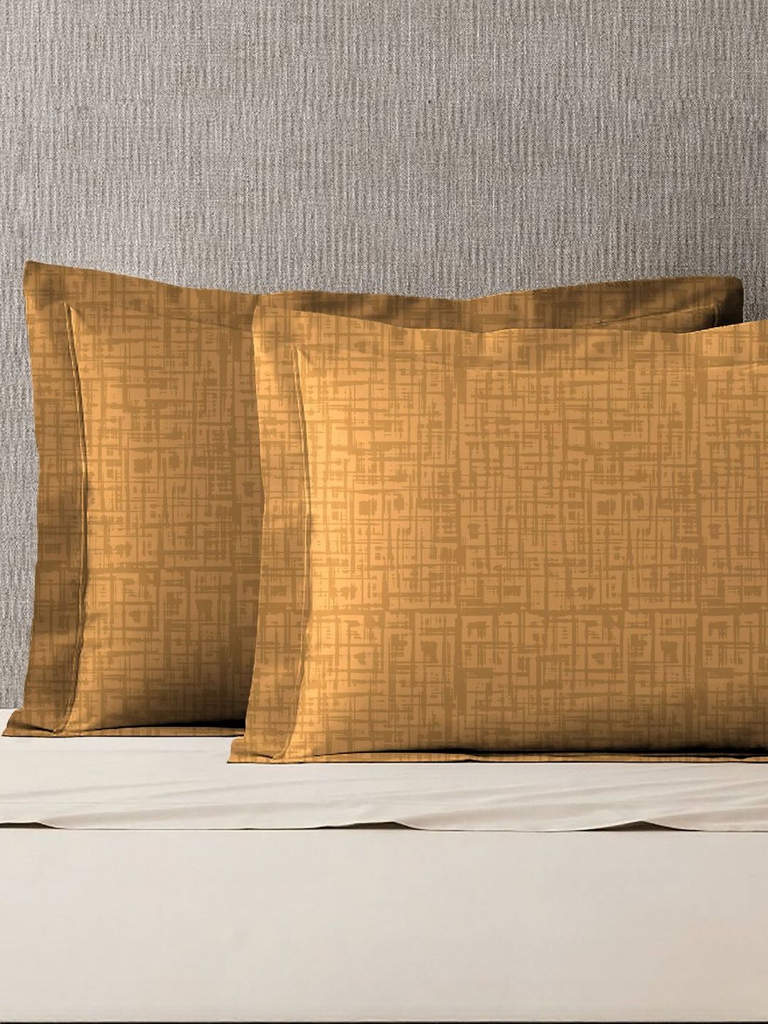 MYTRIDENT MYTRIDENT Yellow 2 Pieces Abstract Pure Cotton Rectangle Pillow Covers