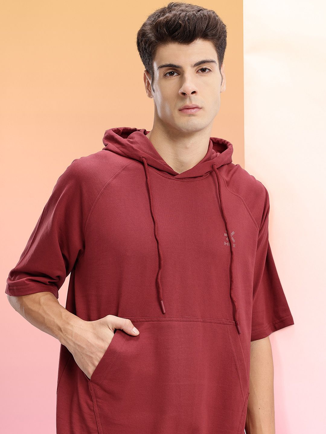 HRX by Hrithik Roshan Hooded Pure Cotton Relaxed Sweatshirt