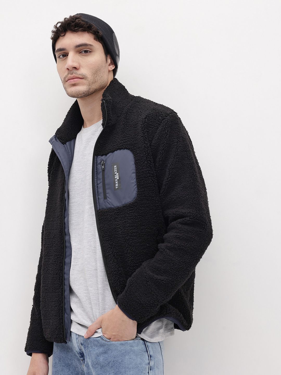 The Roadster Life Co. Typography Detail Mock Collar Sherpa Jacket