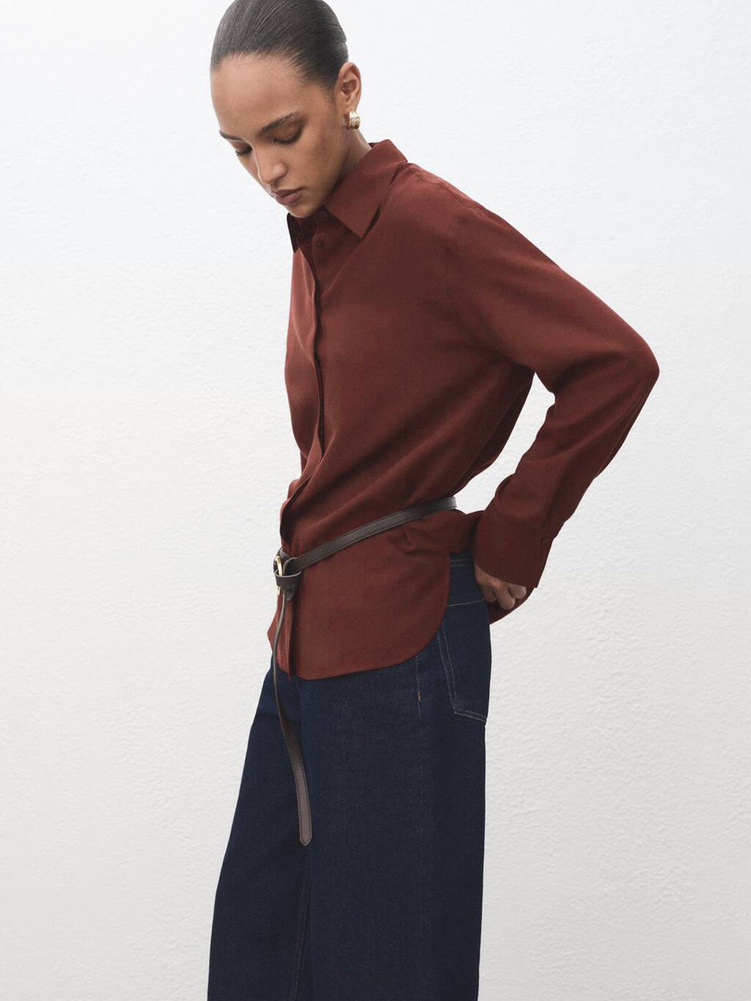 Concealed Button Placket Shirt