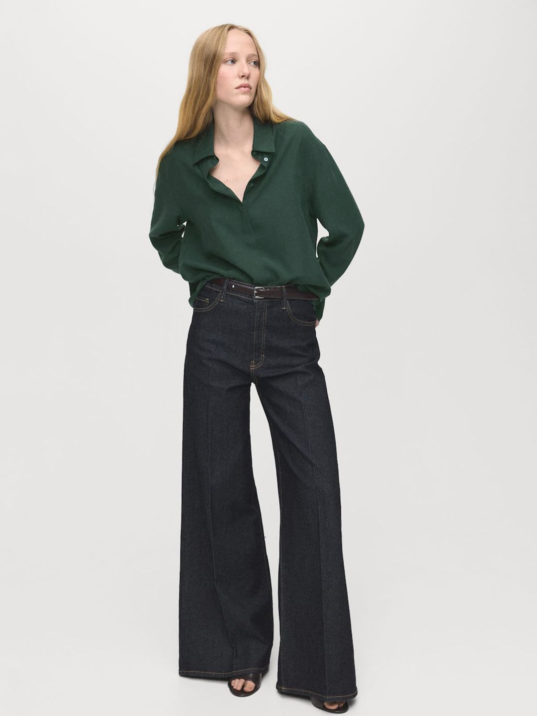 Concealed Button Placket Pure Lyocell Shirt