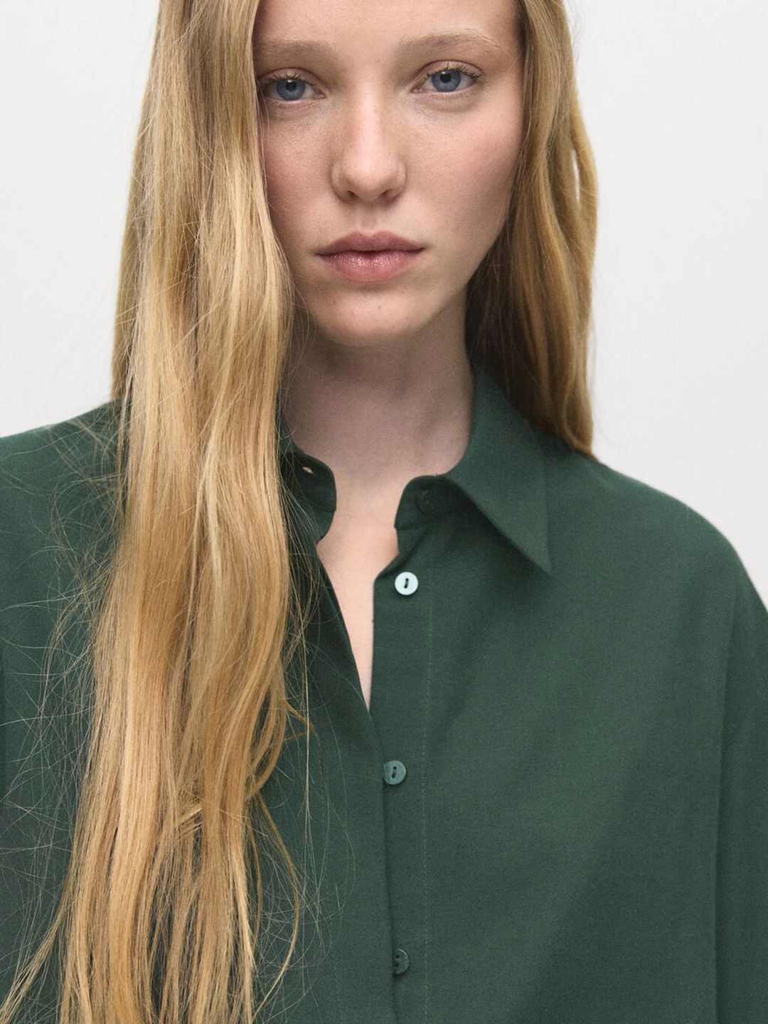 Concealed Button Placket Pure Lyocell Shirt