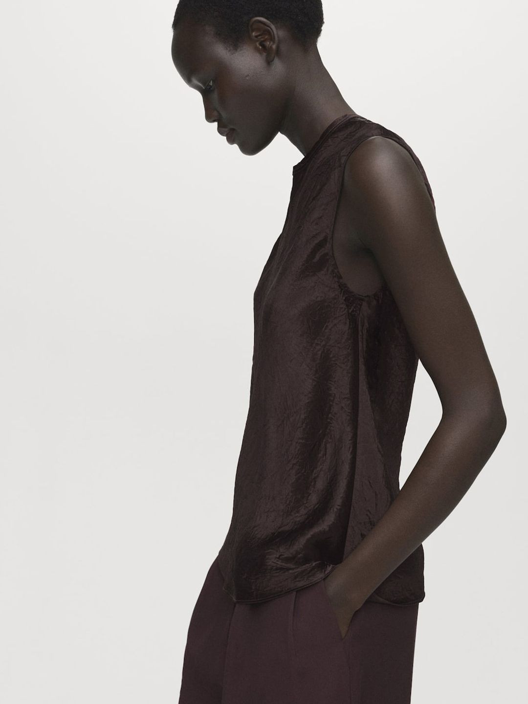 Crinkled Effect Satin Finish Top