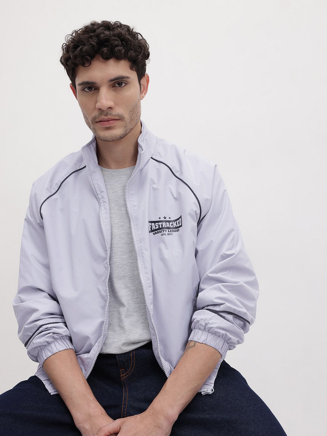 The Roadster Life Co. Printed Raglan Sleeves Tailored Jacket