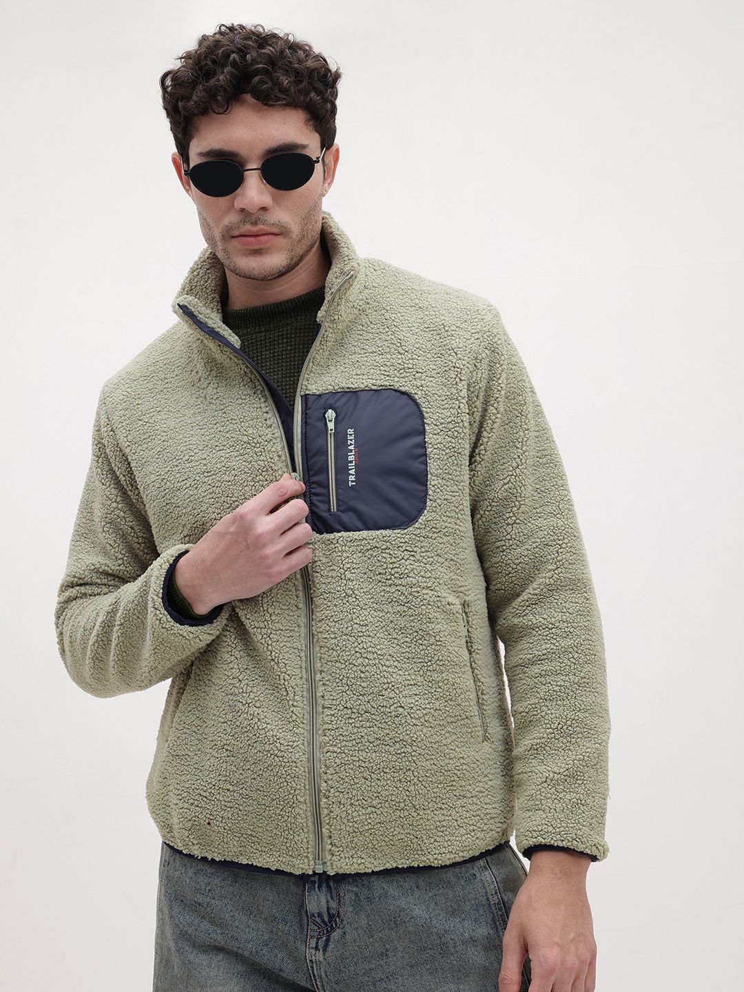 The Roadster Life Co. Typography Detail Mock Collar Sherpa Jacket