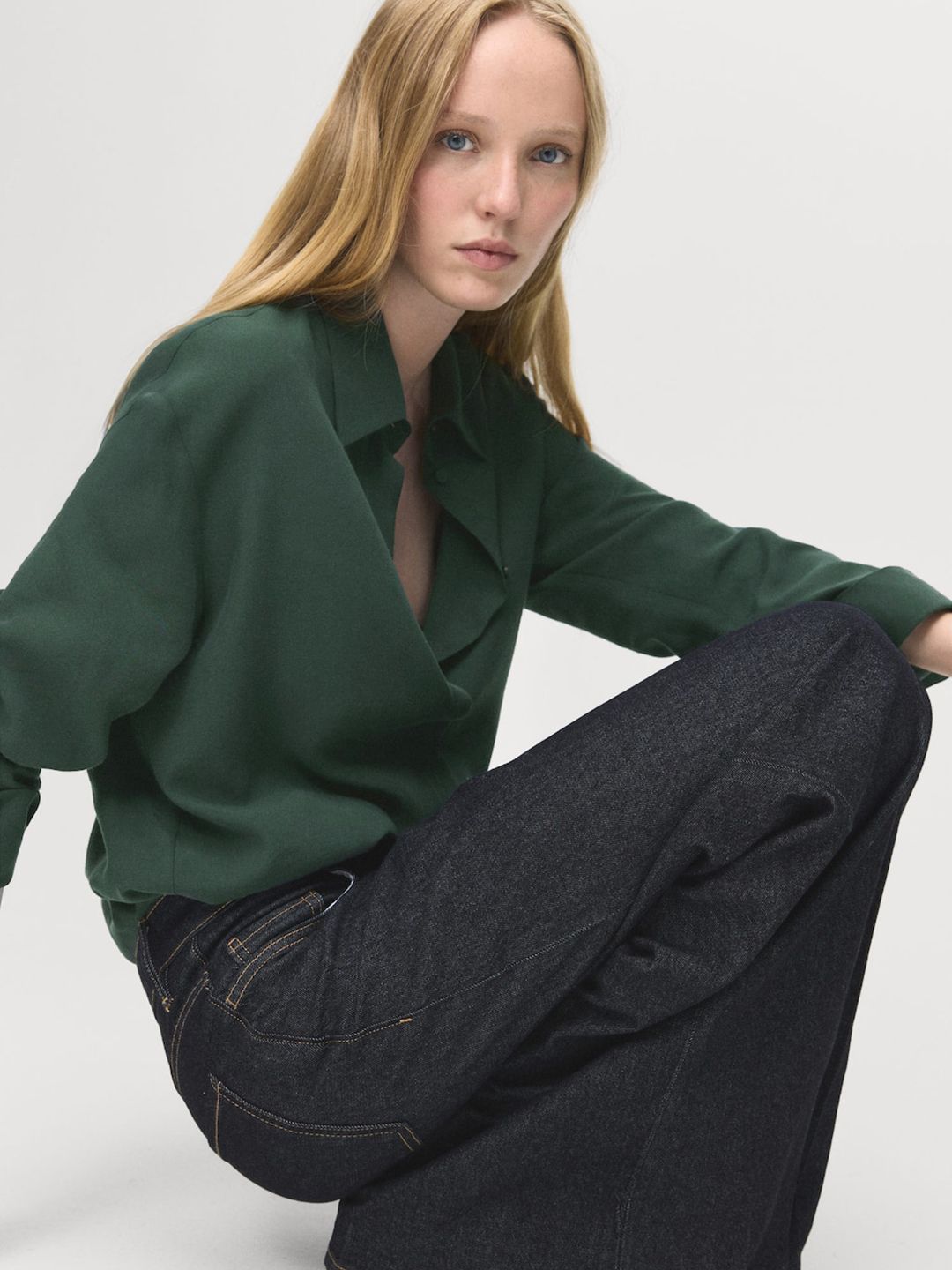 Concealed Button Placket Pure Lyocell Shirt