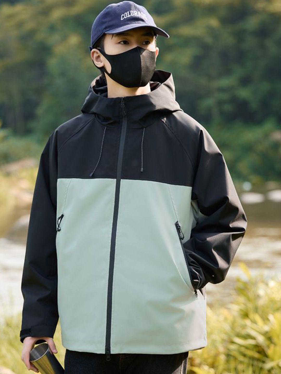 StyleCast x Revolte Men Hooded Colourblocked Windcheater Tailored Jacket