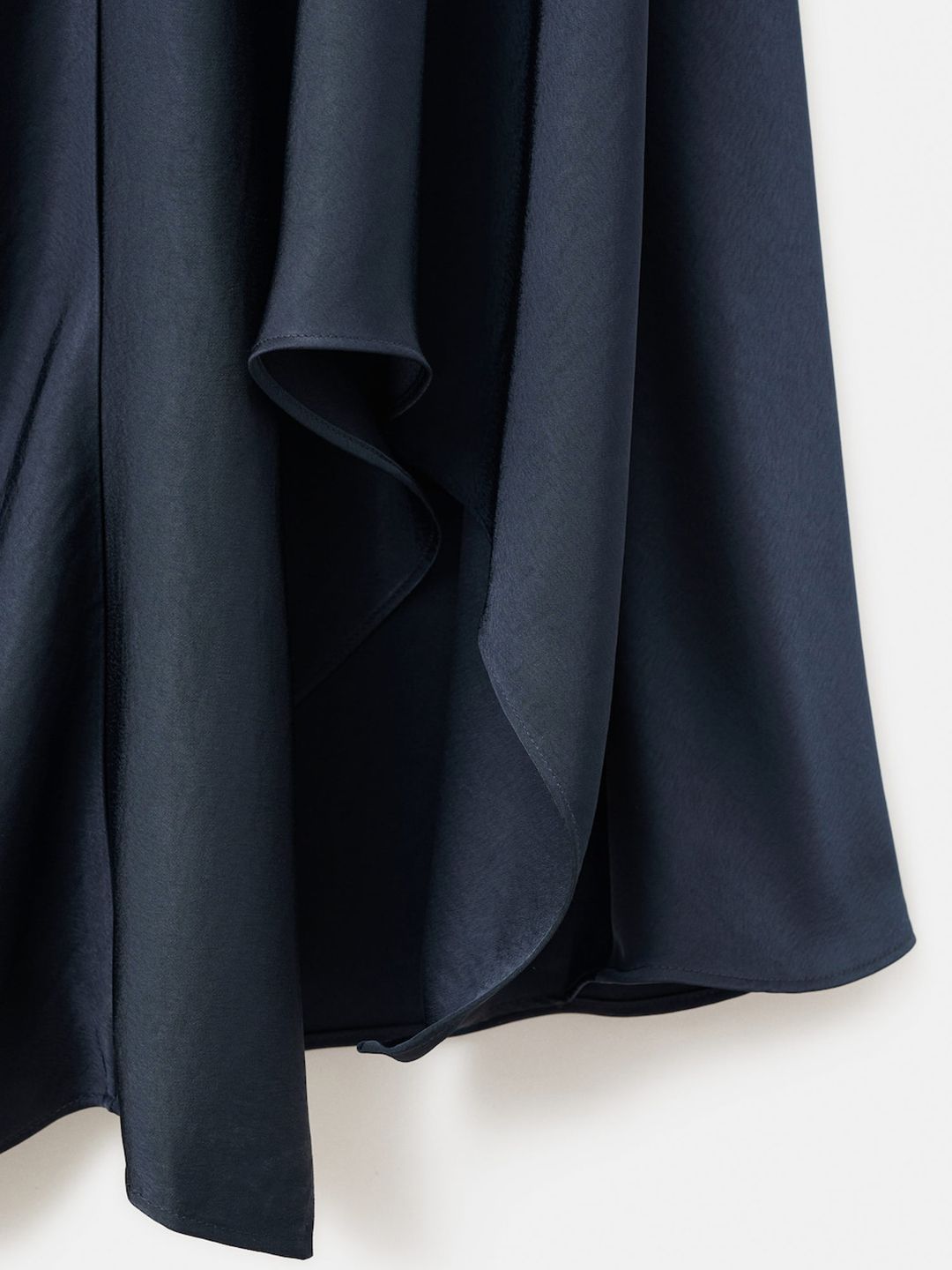 One Shoulder PU Coated Satin A-Line Maxi Dress with Asymmetric Hem
