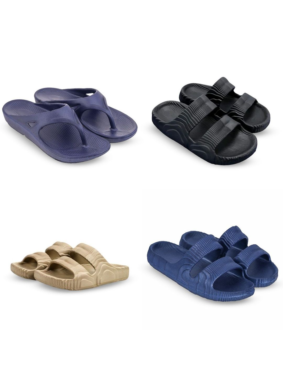 Feel alive Men Set of 4 Pair Self Design Lightweight Sliders