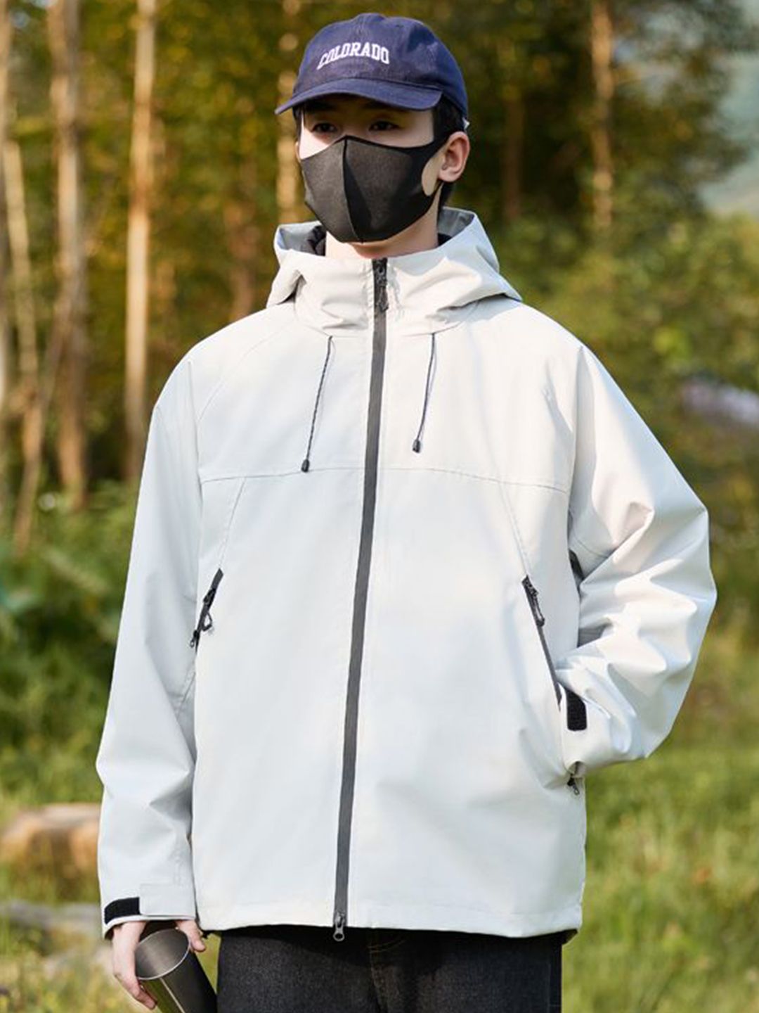 StyleCast x Revolte Men Hooded Solid Windcheater Tailored Jacket