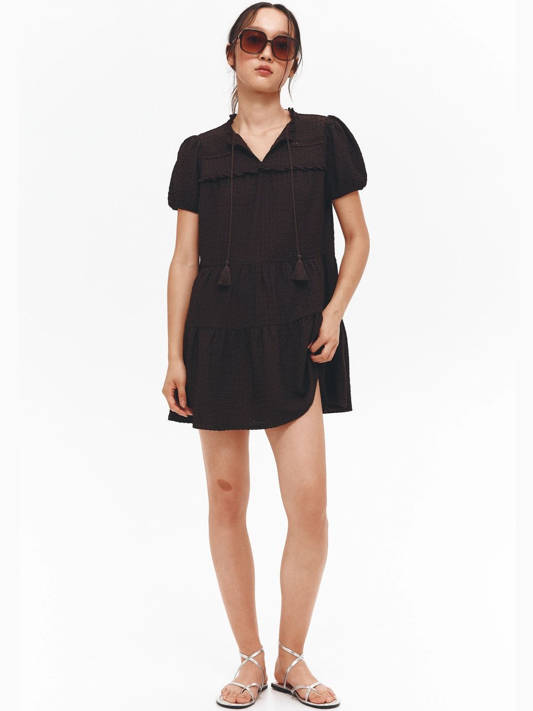 h and m crinkled jersey dress Women's Light khaki green Crinkled Jersey Dress