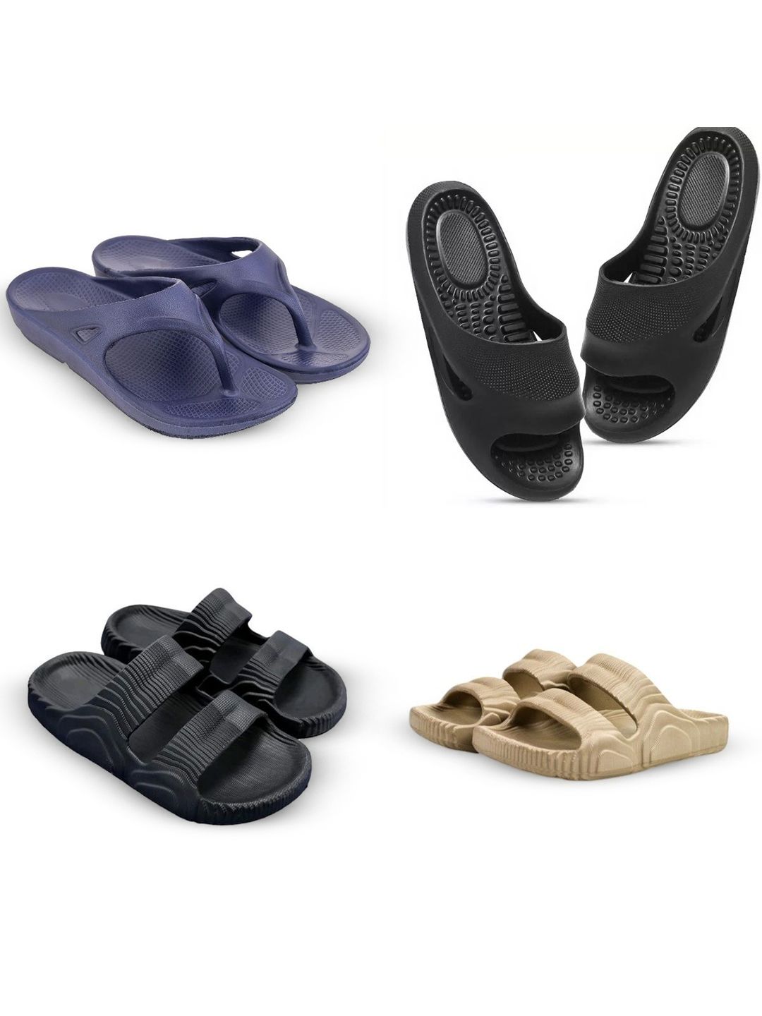 Feel alive Men Set of 4 Ultra-Comfortable Lightweight EVA Clogs Slippers