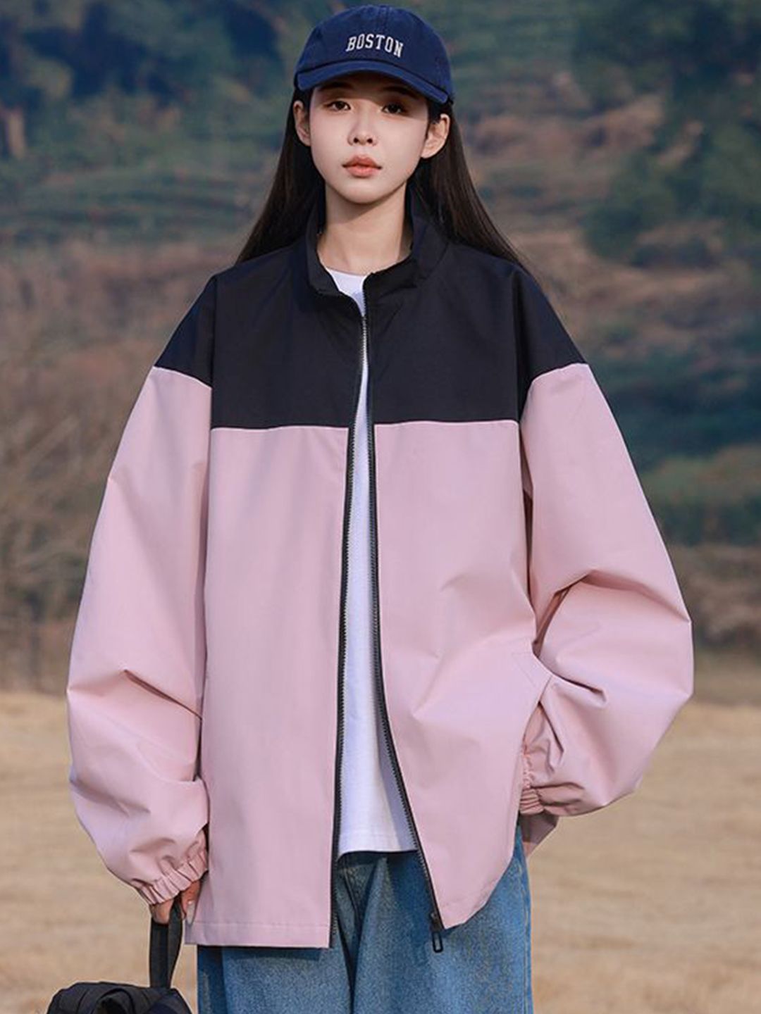 StyleCast x Revolte Men Stand Collar Colourblocked Windcheater Tailored Jacket