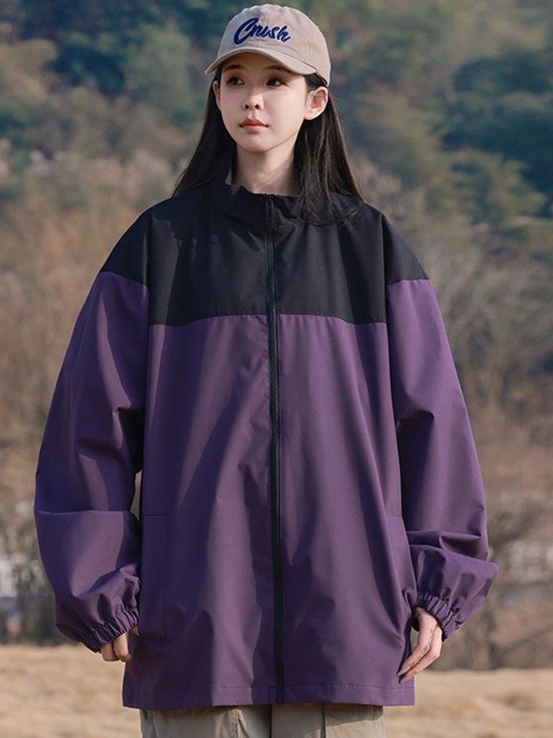 StyleCast x Revolte Men Stand Collar Colourblocked Windcheater Tailored Jacket