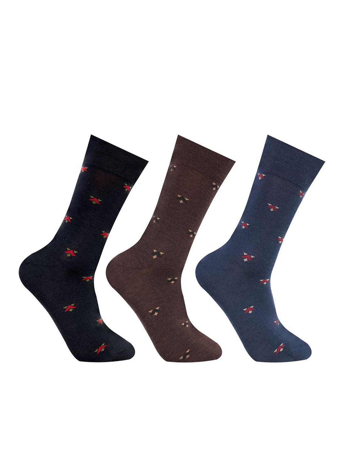 Bonjour Men Pack Of 3 Printed Calf-Length Socks