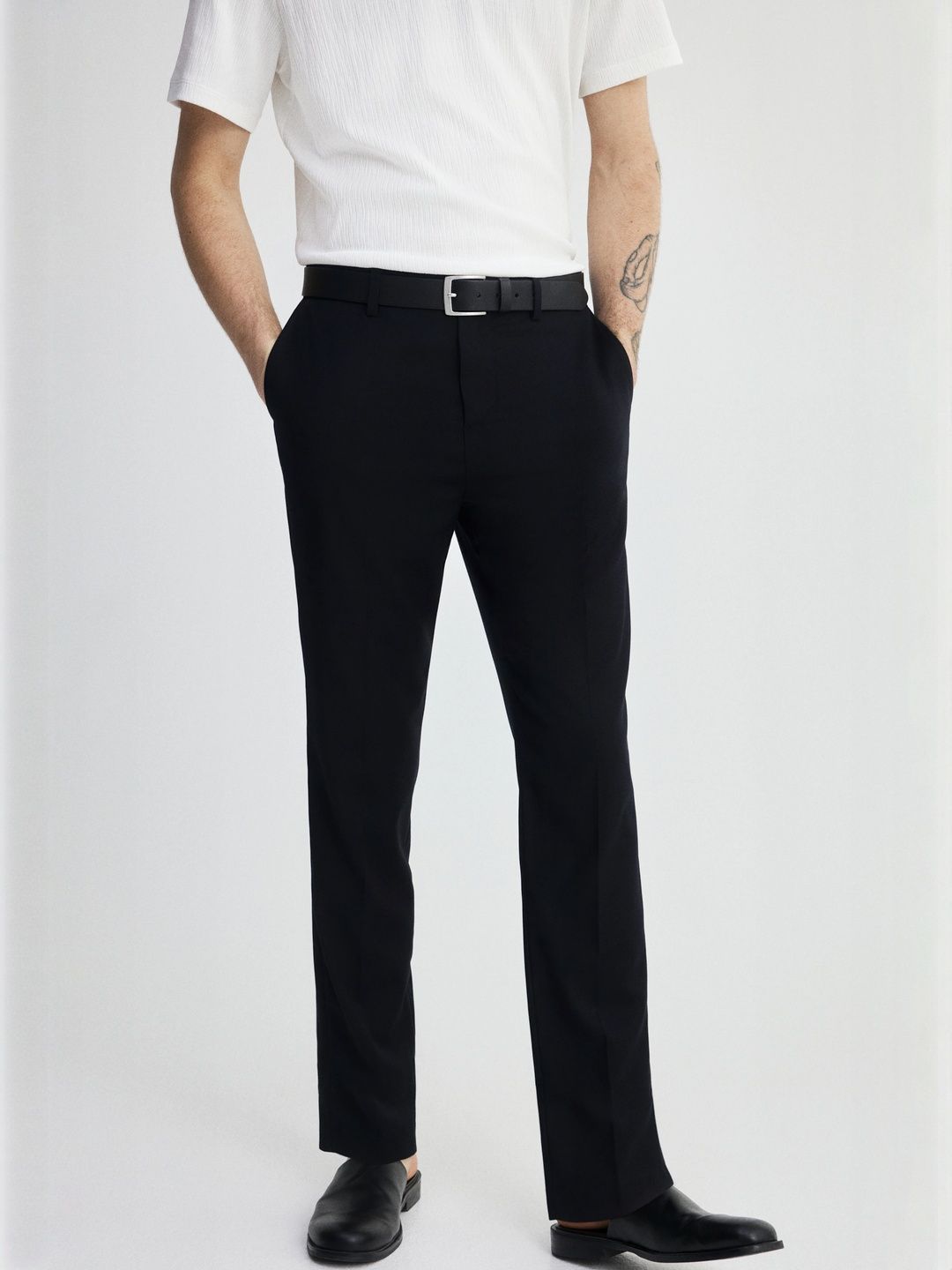 what shoes to wear with slim tailored trousers for guys - polopan looks