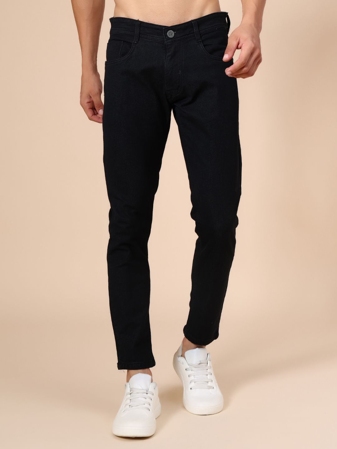 V-Mart Men Solid Regular Fit Mid-Rise Stretchable Denim Jeans