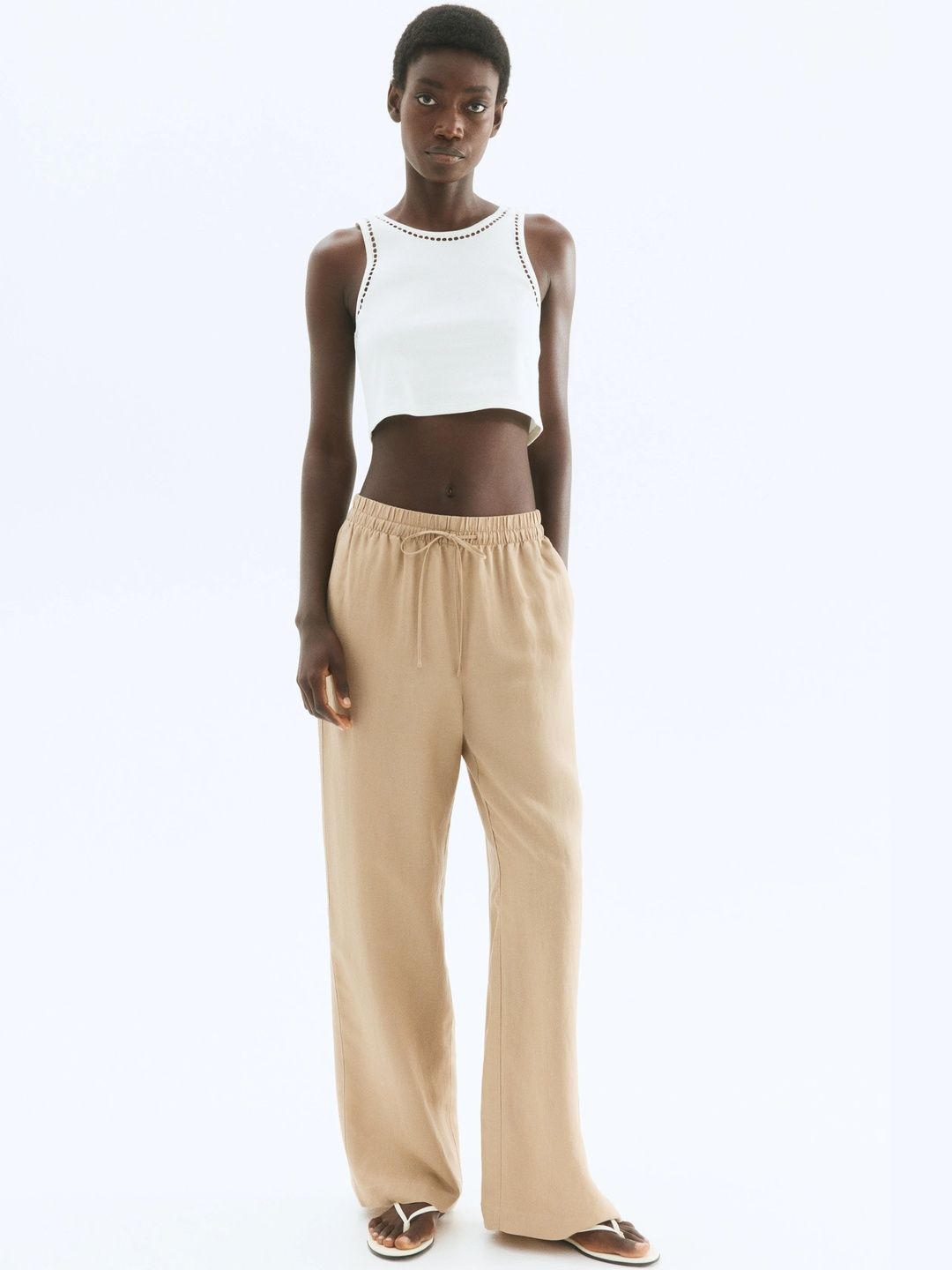 H&M Women Linen-Blend Trousers