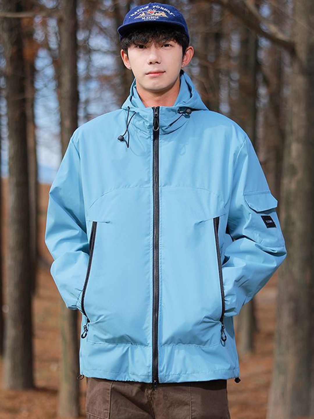 StyleCast x Revolte Men Hooded Solid Windcheater Tailored Jacket