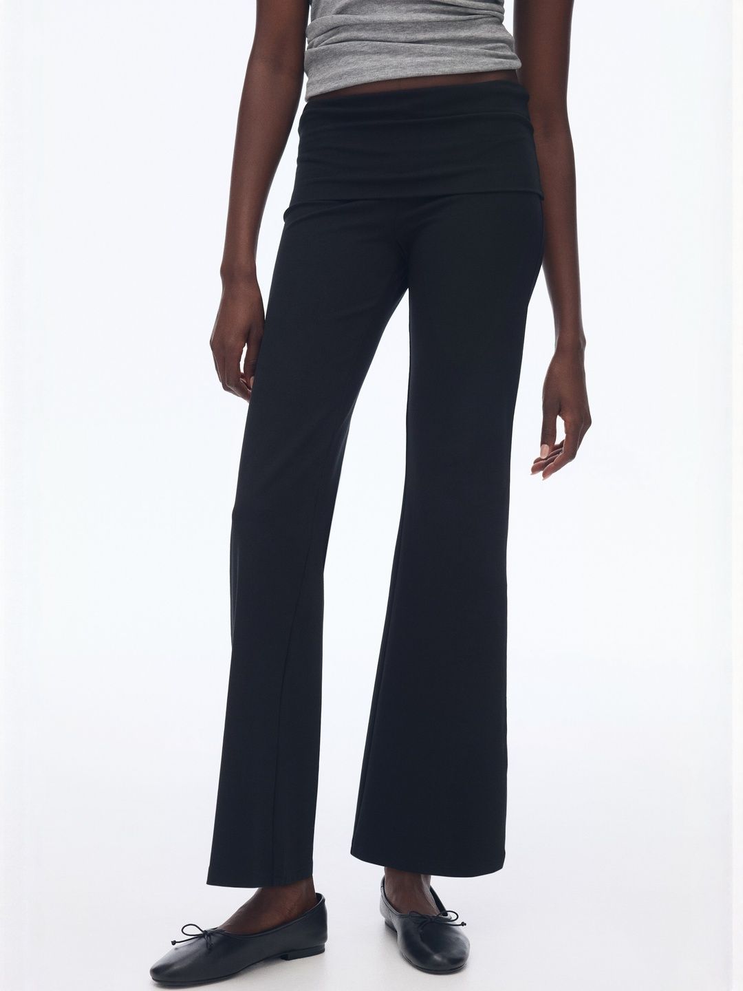 H&M Foldover-Waist Cotton Trousers