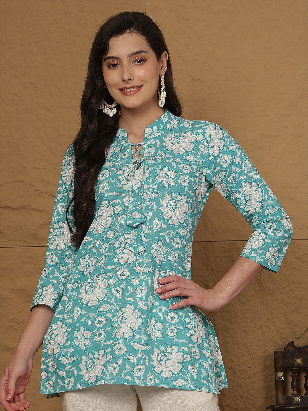 GLAM ROOTS Women Ethnic Motifs Printed Pure Cotton Kurti