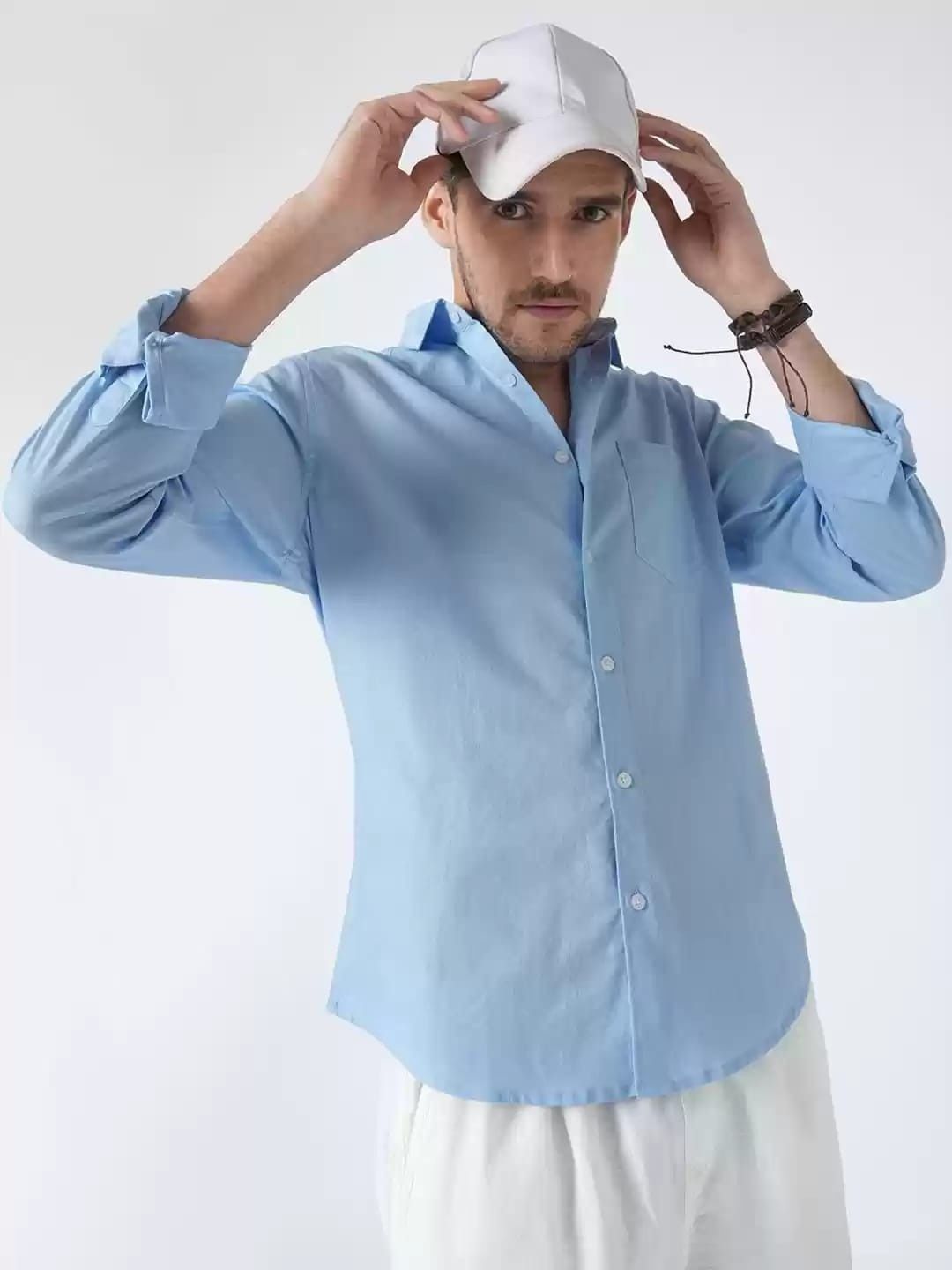 OQUENT Men Standard Fit Solid Spread Collar Casual Shirt