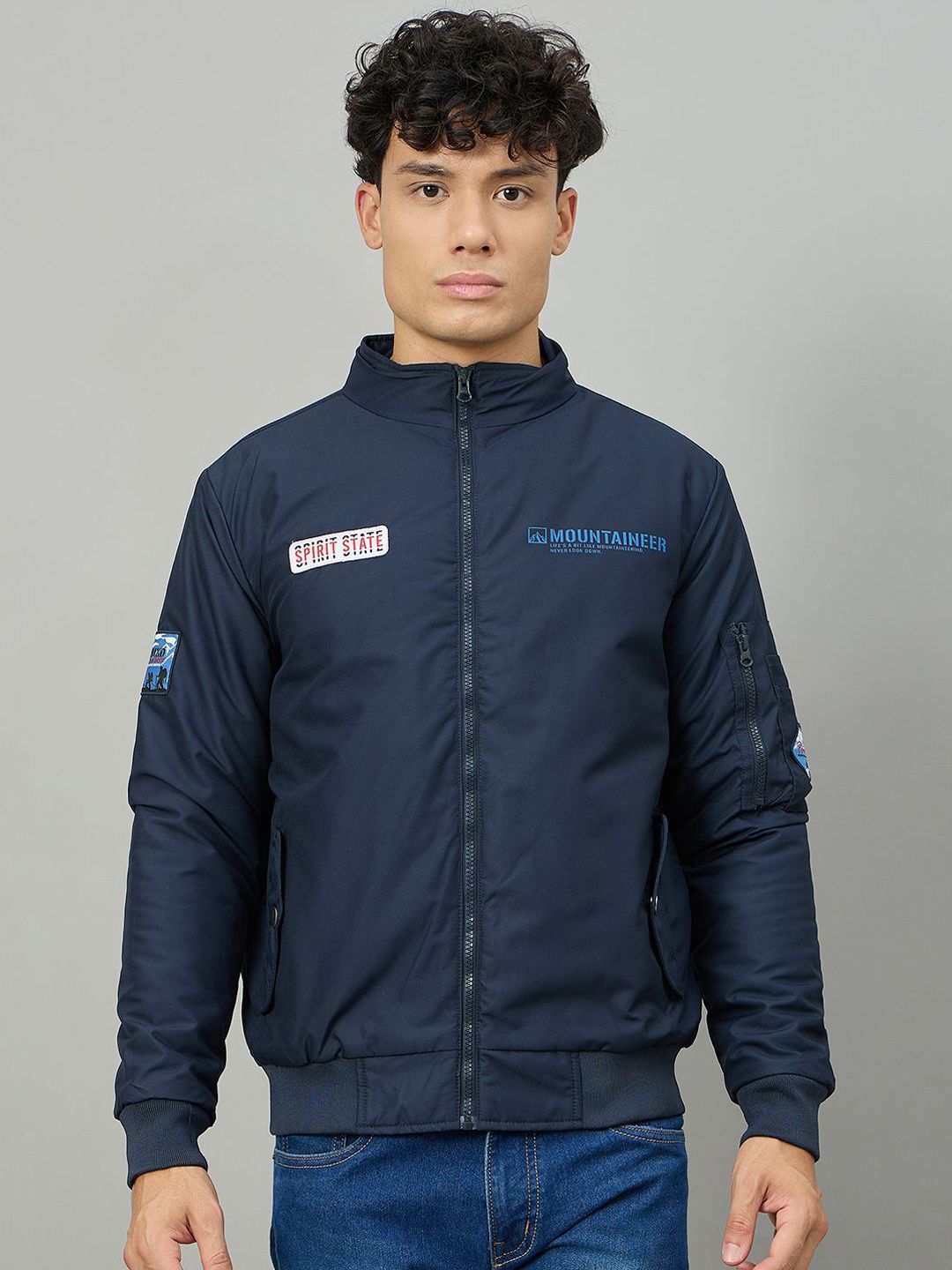 Duke Typography Printed Stand Collar Bomber