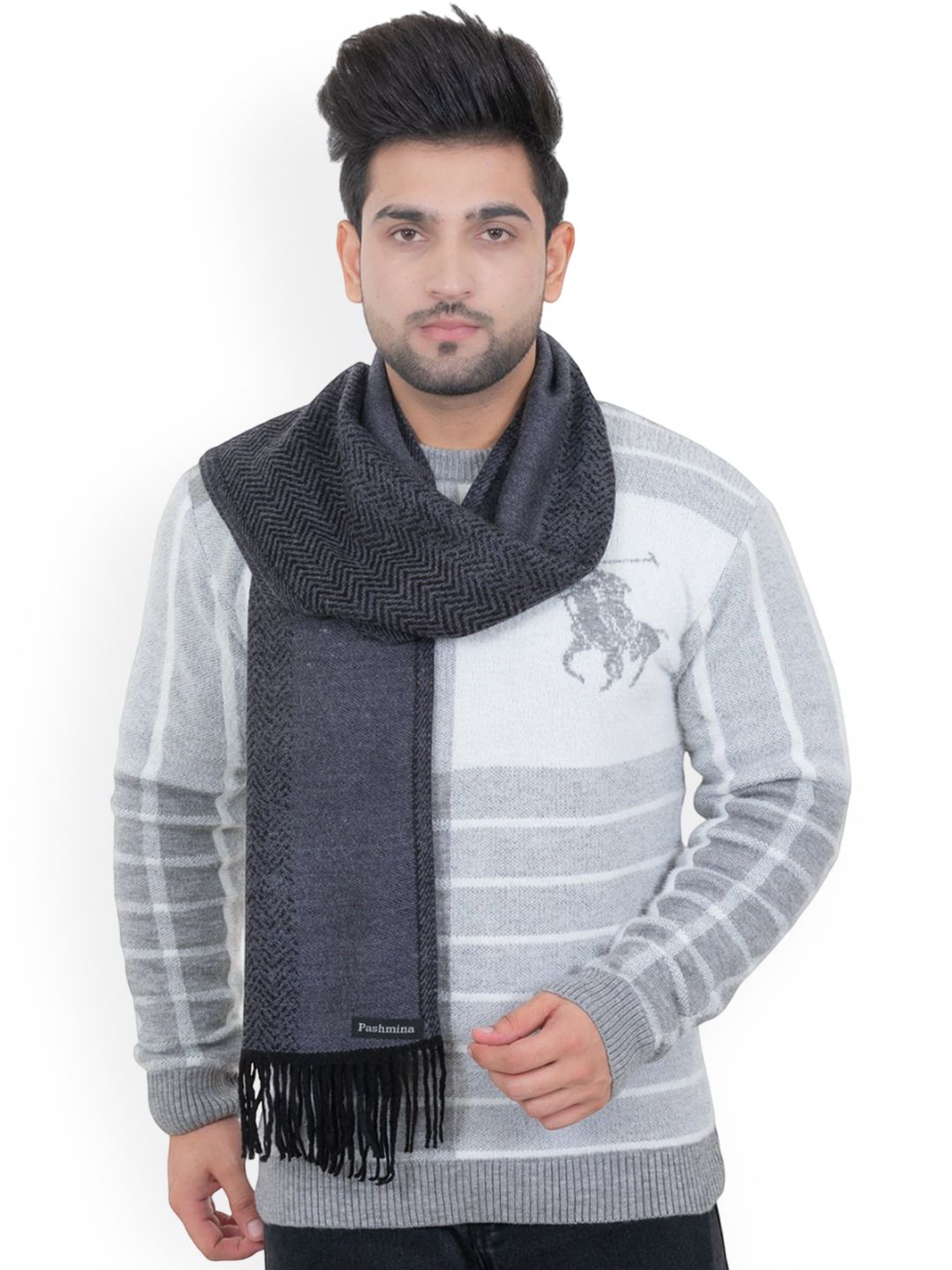 Amoldo Unisex Chevron Printed Woolen Mufflers For Winter