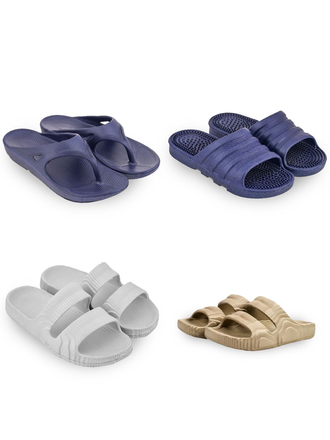 Feel alive Men Set of 4 Solid Ultra-Comfortable & Lightweight Sliders