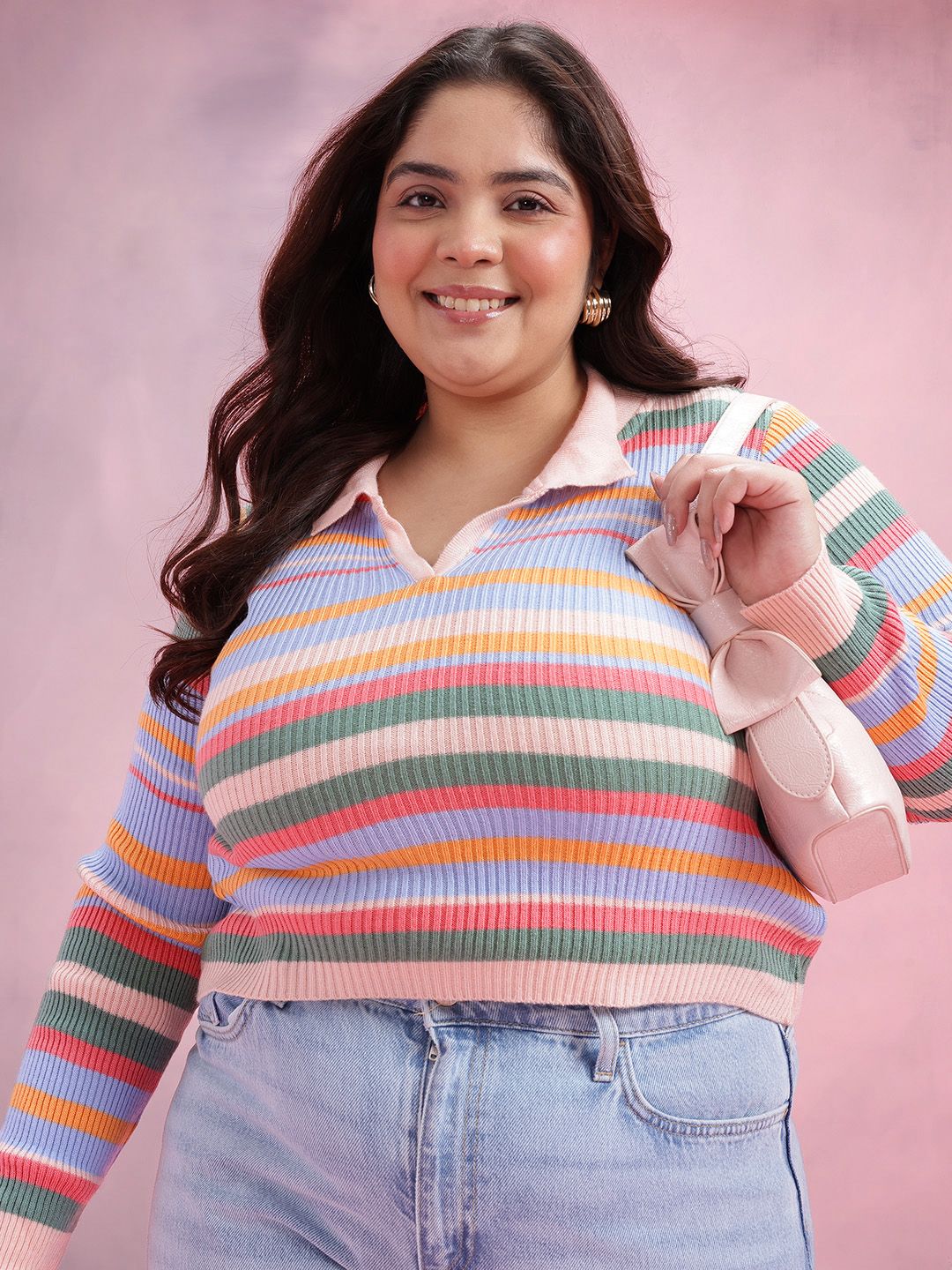 DressBerry Curve Plus Size Striped Pullover