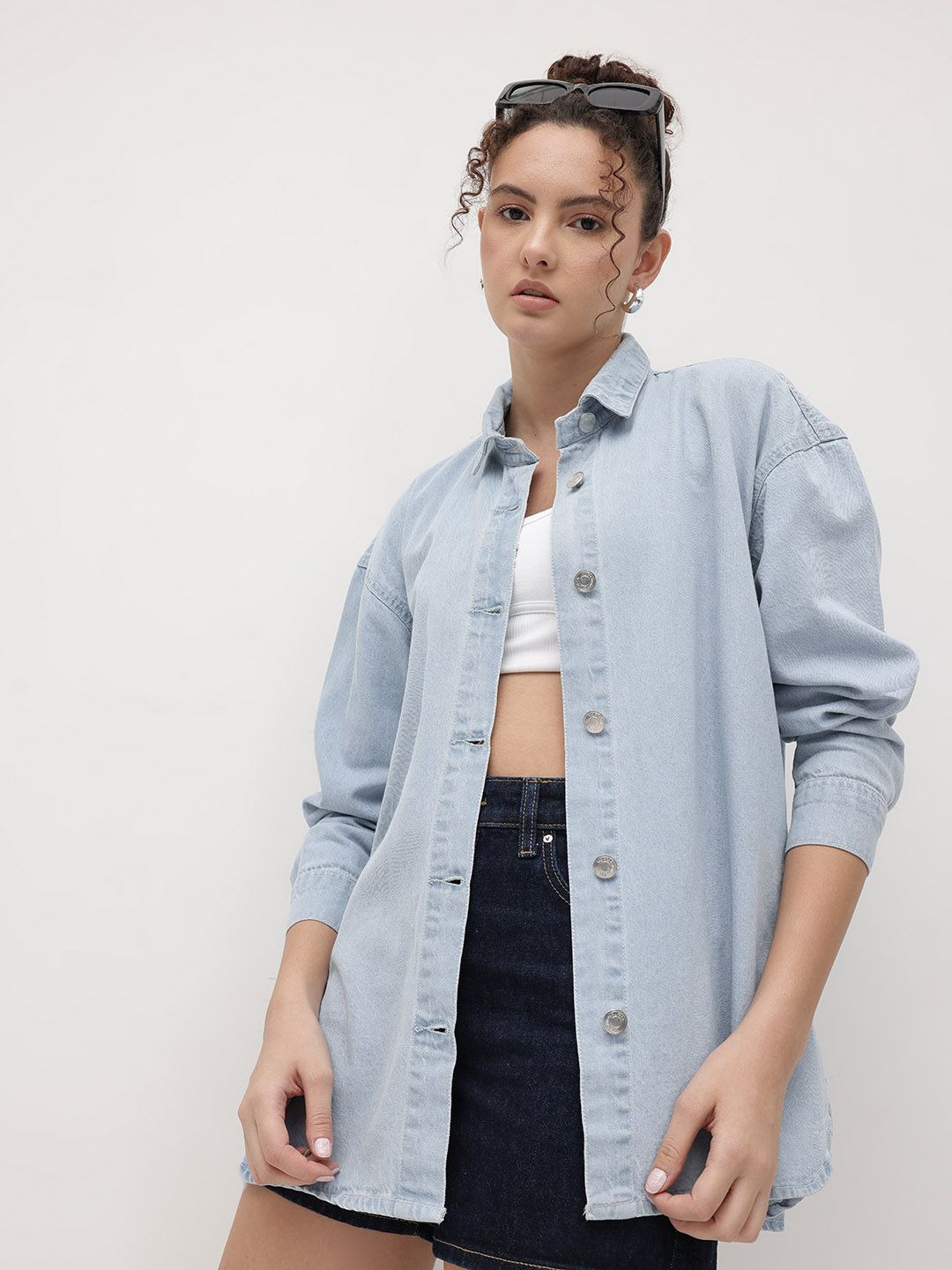 The Roadster Life Co. Drop Shoulder Spread Collar Denim Jacket