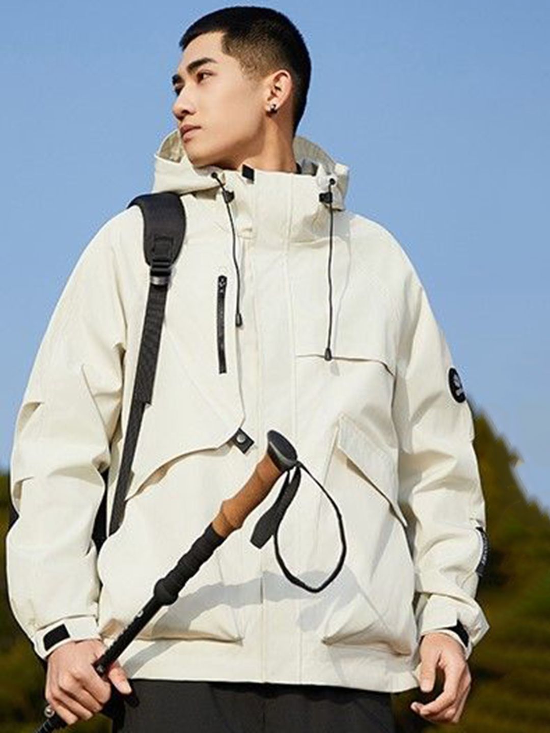 StyleCast x Revolte Men Hooded Solid Windcheater Tailored Jacket