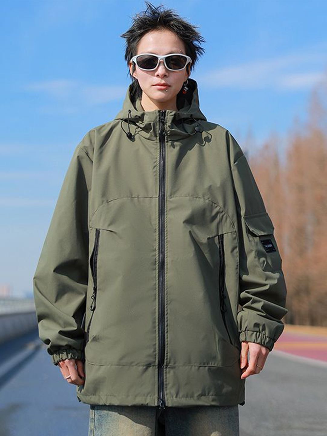 StyleCast x Revolte Men Hooded Solid Windcheater Tailored Jacket