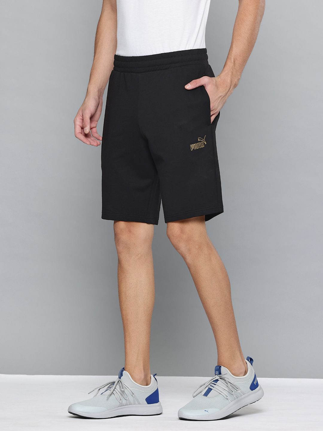 Puma Men Brand Logo Detail Mid-Rise Essential Terry Training Shorts