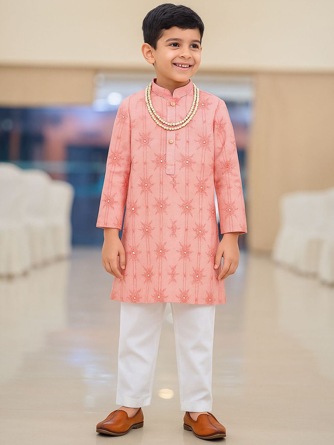 Kidbea Boys Ethnic Motifs Embroidered Kurta with Pyjama