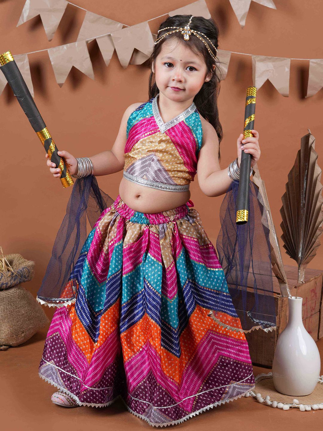 BAESD Girls Printed Ready to Wear Lehenga & Blouse With Dupatta