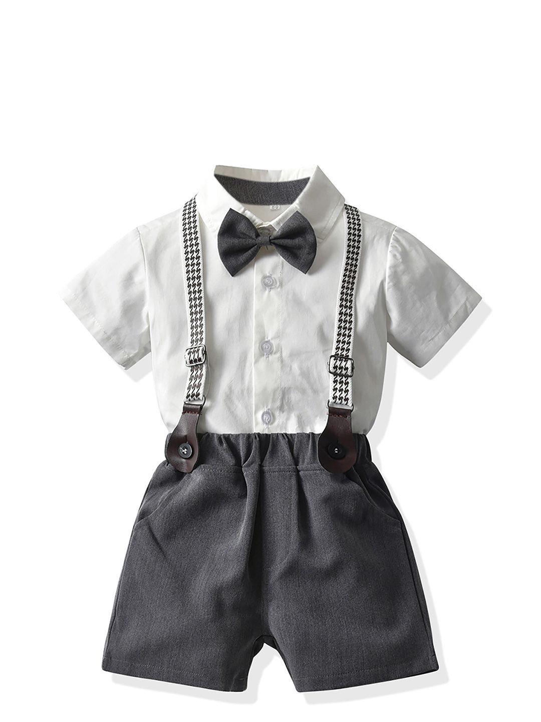 JC SPARKLE Boys Short Sleeves Shirt With Shorts & Suspenders