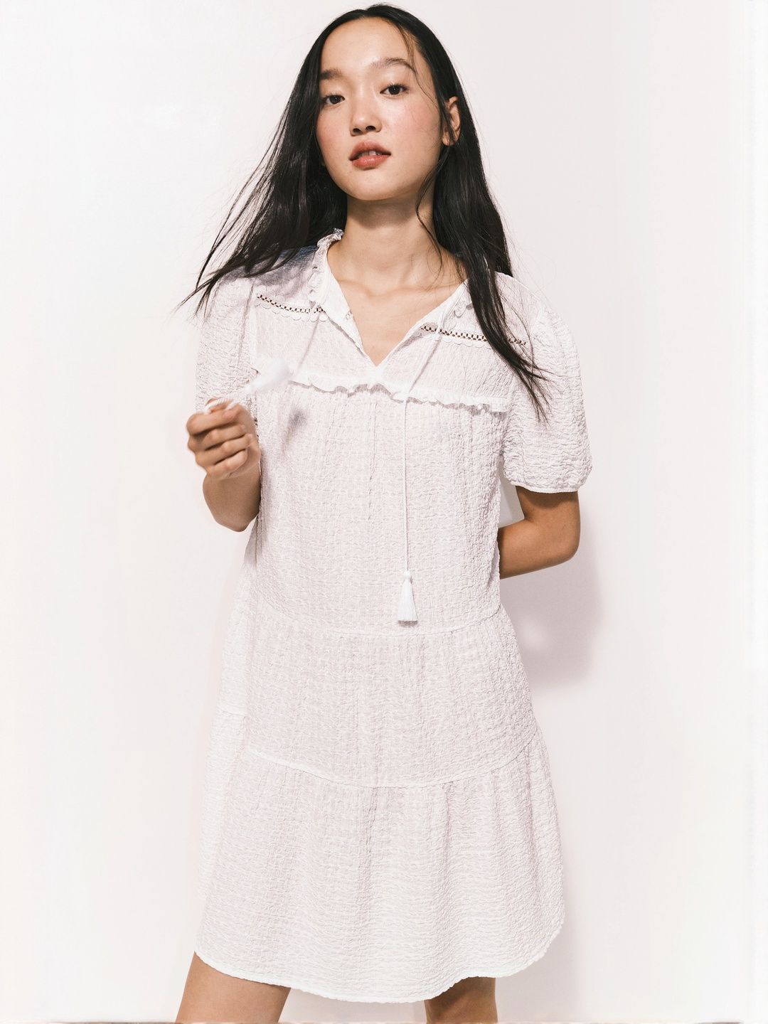 h and m crinkled jersey dress Women's Black/patterned Crinkled Jersey Dress