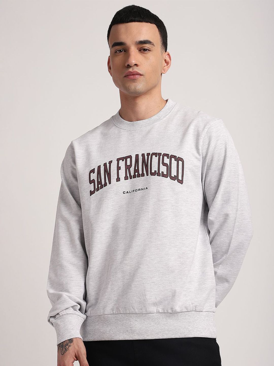 R&B Men Printed Round Neck Sweatshirt