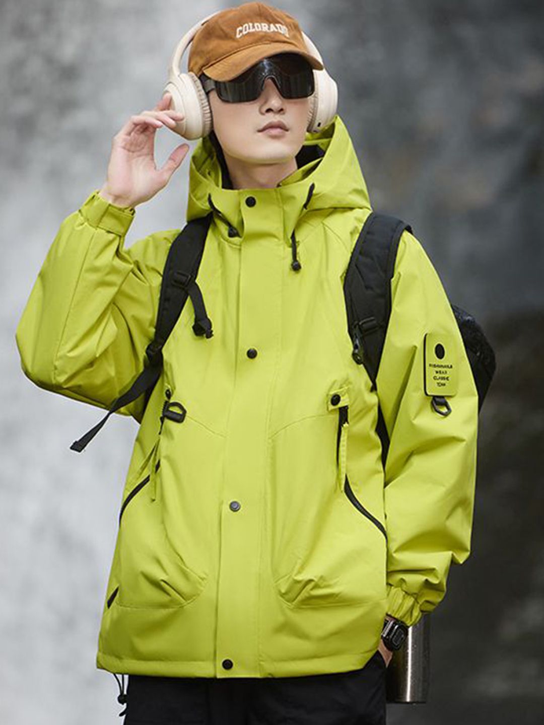 StyleCast x Revolte Men Hooded Solid Windcheater Tailored Jacket